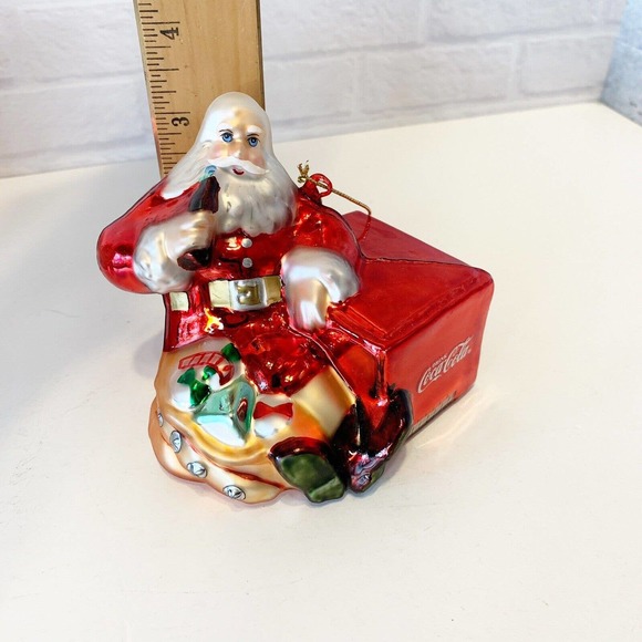 Coca Cola Glass Santa Christmas Ornament 1941 THIRST ASKS FOR NOTHING MORE 2001 - Picture 8 of 8